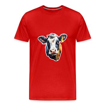 Vache laitière Vache Holstein - T-shirt bio Premium Homme - rouge - Devant - Damien (186cm)