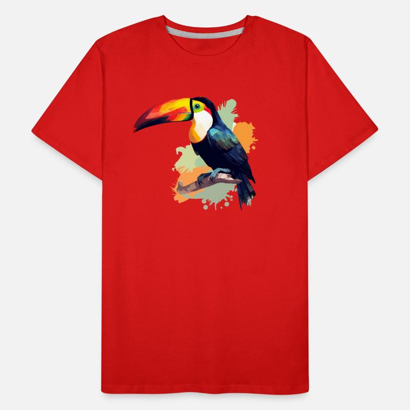 Toucan vert orange éclaboussure de couleur T-shirt bio Premium Homme
