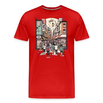 L’amoureux de la nature urbaine - T-shirt bio Premium Homme - rouge - Devant - Damien (186cm)