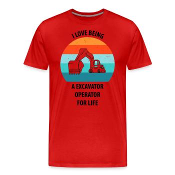 Excavatrice Excavatrice Conducteur Excavatrice Camion - T-shirt bio Premium Homme - rouge - Devant - Damien (186cm)