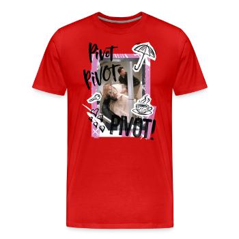 Friends PIVOT! Rachel, Ross and Chandler - Men's Premium Organic T-Shirt - red - Front - Damien (186cm)