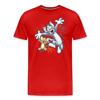 Tom et Jerry Play Time - T-shirt bio Premium Homme - rouge - Devant - Damien (186cm)