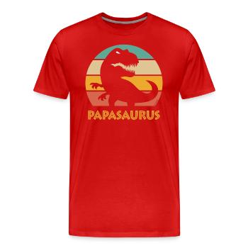 Papasaurus (Best Dad / Daddy / Father / 5C / PNG) - Men's Premium Organic T-Shirt - red - Front - Damien (186cm)