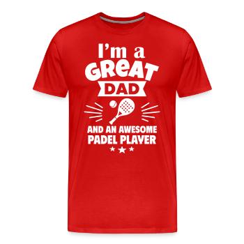 Ich bin ein toller Papa und ein Padel-Ass - Männer Premium Bio T-Shirt - Rot - Vorne - Damien (186cm)