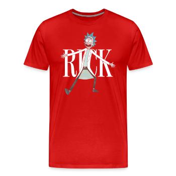 Rick & Morty Rick Sanchez Schriftzug weiß - Männer Premium Bio T-Shirt - Rot - Vorne - Damien (186cm)