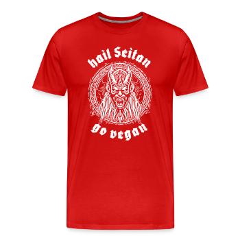 HAIL SEITAN - go vegan - Männer Premium Bio T-Shirt - Rot - Vorne - Damien (186cm)
