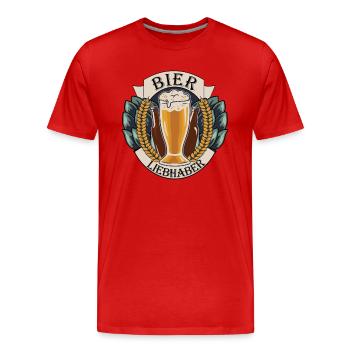 Bier Liebhaber Hopfen Design - Männer Premium Bio T-Shirt - Rot - Vorne - Damien (186cm)