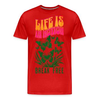 Life is in Motion Break Free - Men's Premium Organic T-Shirt - red - Front - Damien (186cm)