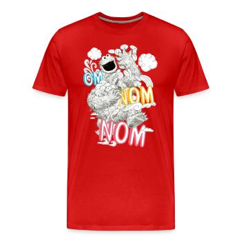 Sesamstraße Krümelmonster Om Nom Kekse - Männer Premium Bio T-Shirt - Rot - Vorne - Damien (186cm)