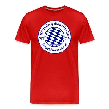 KÖNIGLICH BAYERISCHE ABSCHLUSSKLASSE 2025 - AK25 - Männer Premium Bio T-Shirt - Rot - Vorne - Damien (186cm)