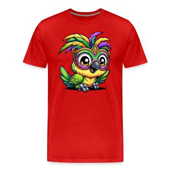 Perroquet Mardi Gras, Plumage Coloré - T-shirt bio Premium Homme - rouge - Devant - Damien (186cm)