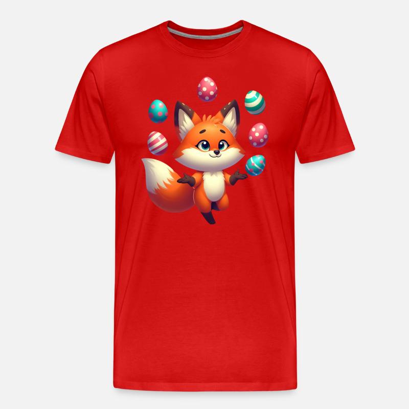 Jonglierender Rotfuchs mit Ostereiern - Männer Premium Bio T-Shirt - Rot