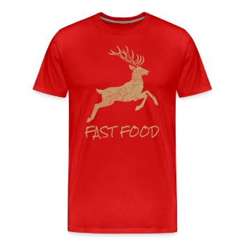 Fast food fleeing deer deer crossing - Men's Premium Organic T-Shirt - red - Front - Damien (186cm)