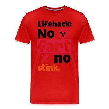 SIMPLE LIFEHACK - NO FART NO STINK - Männer Premium Bio T-Shirt - Rot - Vorne - Damien (186cm)