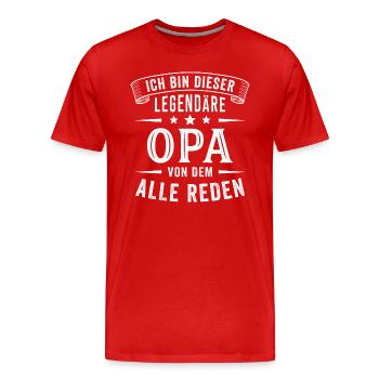 Opa Legende Großvater Lustig Spruch - Männer Premium Bio T-Shirt - Rot - Vorne - Damien (186cm)