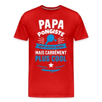 Papa pongiste – Cadeau fête des pères - T-shirt bio Premium Homme - rouge - Devant - Damien (186cm)
