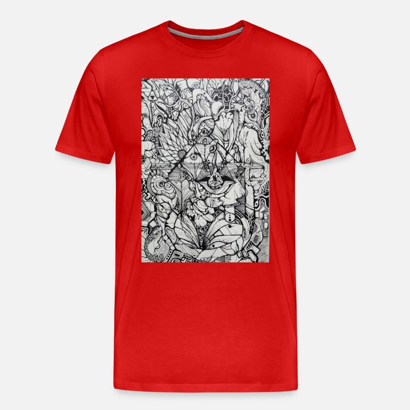 Psychedelic Vision - Männer Premium Bio T-Shirt - Rot