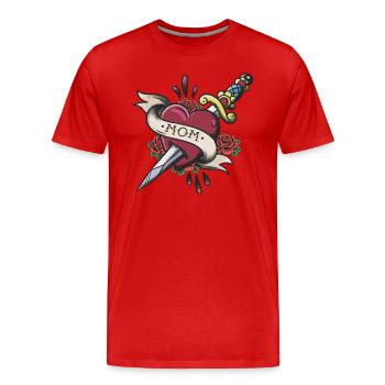 Herz Tattoo Mama Grafik - Männer Premium Bio T-Shirt - Rot - Vorne - Damien (186cm)