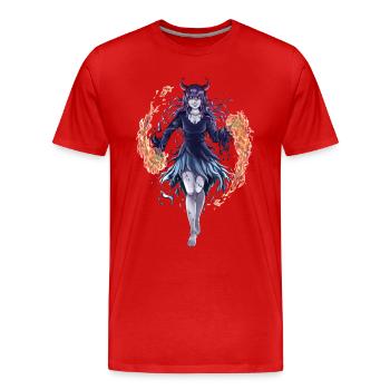 Fire Demon - Männer Premium Bio T-Shirt - Rot - Vorne - Damien (186cm)