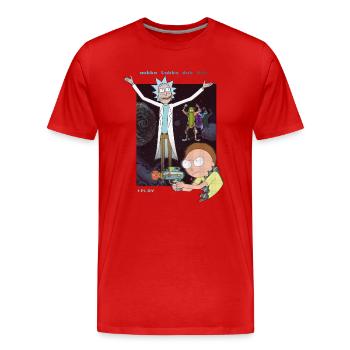Rick Et Morty Jeu Vidéo - T-shirt bio Premium Homme - rouge - Devant - Damien (186cm)