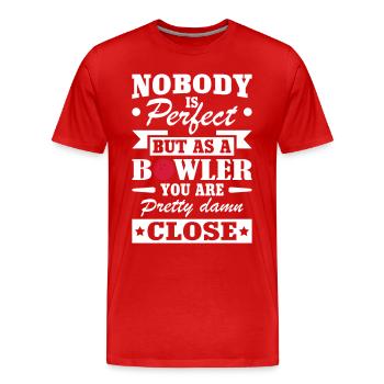 Aucun corps n'est parfait mais comme bowling - T-shirt bio Premium Homme - rouge - Devant - Damien (186cm)