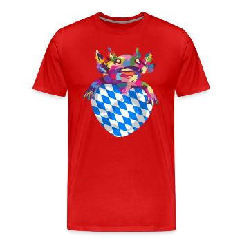 Drapeau bavarois d’occasion Look Drapeau bavarois Vintage - T-shirt bio Premium Homme - rouge - Devant - Damien (186cm)