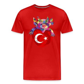 Drapeau de Turquie Utilisé Look Drapeau Turc Vintage - T-shirt bio Premium Homme - rouge - Devant - Damien (186cm)