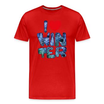 Winter mots with snowflakes for fans of winter - Men's Premium Organic T-Shirt - red - Front - Damien (186cm)