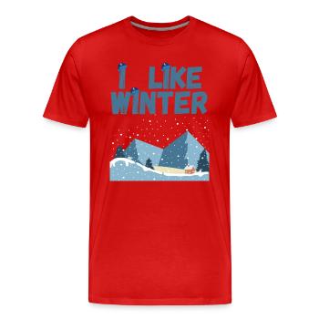 Ich mag den Winter - Männer Premium Bio T-Shirt - Rot - Vorne - Damien (186cm)