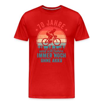 Radfahrer 70. Geburtstag Fahrrad ohne Akku - Männer Premium Bio T-Shirt - Rot - Vorne - Damien (186cm)