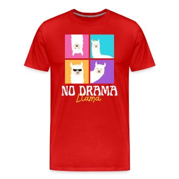 No drama llama - Männer Premium Bio T-Shirt - Rot - Vorne - Damien (186cm)
