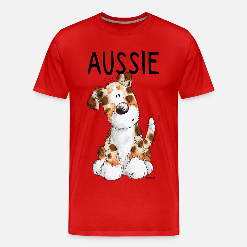 Fröhlicher Aussie - Australian Shepherd - Geschenk - Männer Premium Bio T-Shirt - Rot