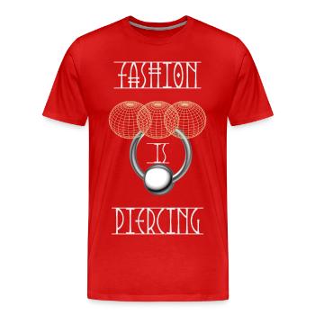 La mode est perçante - T-shirt bio Premium Homme - rouge - Devant - Damien (186cm)