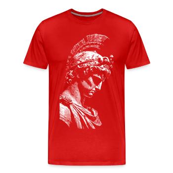 Antike Heldenstatue Kontrastdruck - Männer Premium Bio T-Shirt - Rot - Vorne - Damien (186cm)