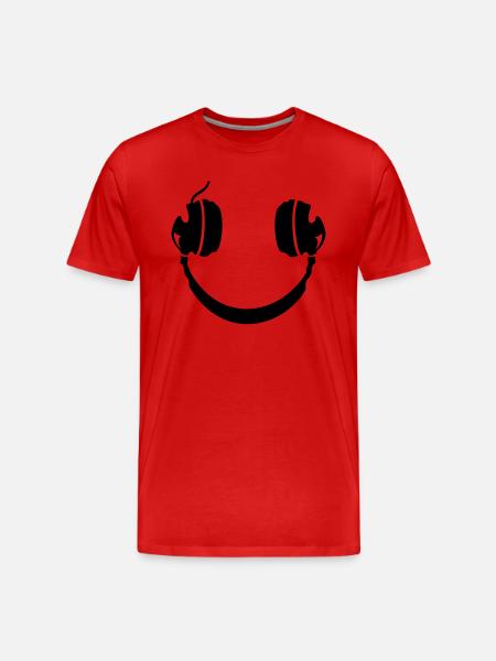 Smiley Headphone - Männer Premium Bio T-Shirt - Rot