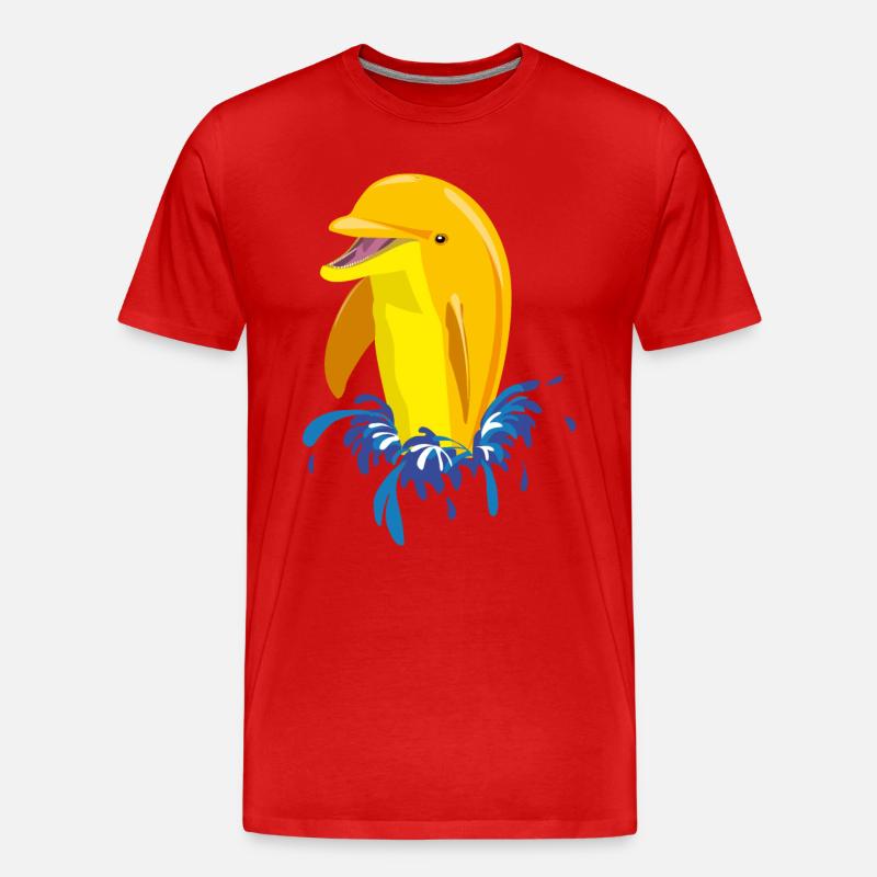 Delphin gelb Spritzer - Männer Premium Bio T-Shirt - Rot