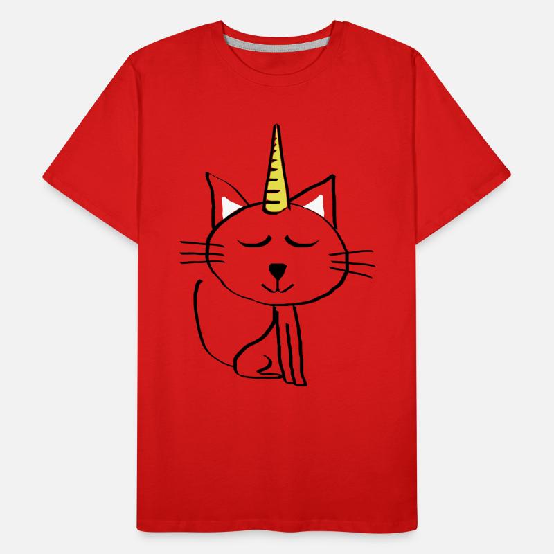 Katze Zeichnung Mieze Geschenk Geburtstag Einhorn Männer Premium Bio T-Shirt