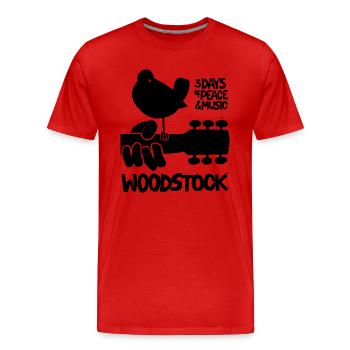 Woodstock Logo Noir 3 Days Of Peace & Music - T-shirt bio Premium Homme - rouge - Devant - Damien (186cm)