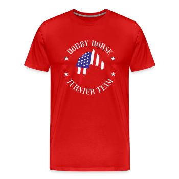 Hobby Horse Steckenpferde Turnier Team Horsing - Männer Premium Bio T-Shirt - Rot - Vorne - Damien (186cm)