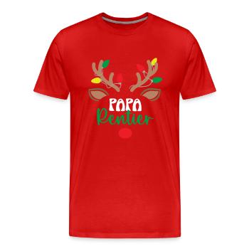 Rentier Papa Weihnachtsoutfit Lustig Weihnachten - Männer Premium Bio T-Shirt - Rot - Vorne - Damien (186cm)