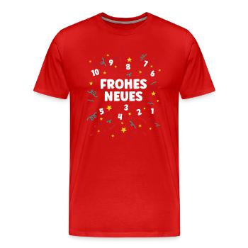 Frohes Neues Jahr Neujahr Konfetti Silvester Party - Männer Premium Bio T-Shirt - Rot - Vorne - Damien (186cm)