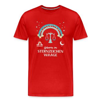 Waage Sternzeichen Geburtstag Sternenbild Libra - Männer Premium Bio T-Shirt - Rot - Vorne - Damien (186cm)