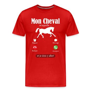 Humour Cheval Cadeau Anniversaire Equitatio - T-shirt bio Premium Homme - rouge - Devant - Damien (186cm)