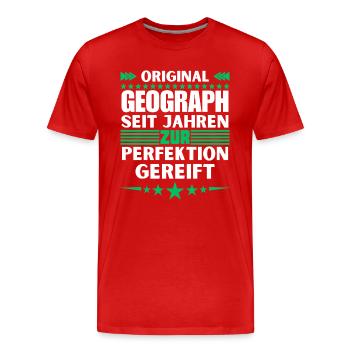 Geographer matured to perfection - Men's Premium Organic T-Shirt - red - Front - Damien (186cm)