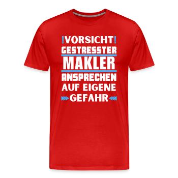 Ne vous approchez pas d’un courtier stressé ! - T-shirt bio Premium Homme - rouge - Devant - Damien (186cm)