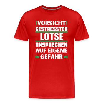 Gestresster Lotse nicht ansprechen! - Männer Premium Bio T-Shirt - Rot - Vorne - Damien (186cm)