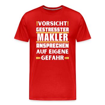 Ne vous approchez pas d’un courtier stressé ! - T-shirt bio Premium Homme - rouge - Devant - Damien (186cm)