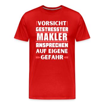 Ne vous approchez pas d’un courtier stressé ! - T-shirt bio Premium Homme - rouge - Devant - Damien (186cm)