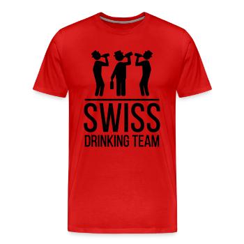 Swiss Drinking Team - Männer Premium Bio T-Shirt - Rot - Vorne - Damien (186cm)