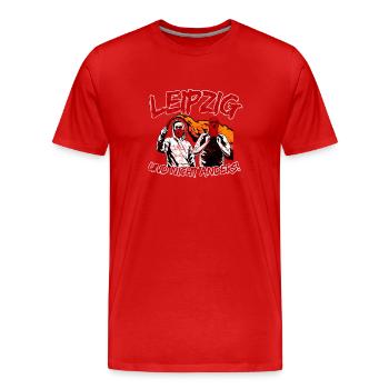 Leipzig und nicht anders UPDATE - Männer Premium Bio T-Shirt - Rot - Vorne - Damien (186cm)